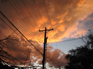 Orange Clouds power pole2